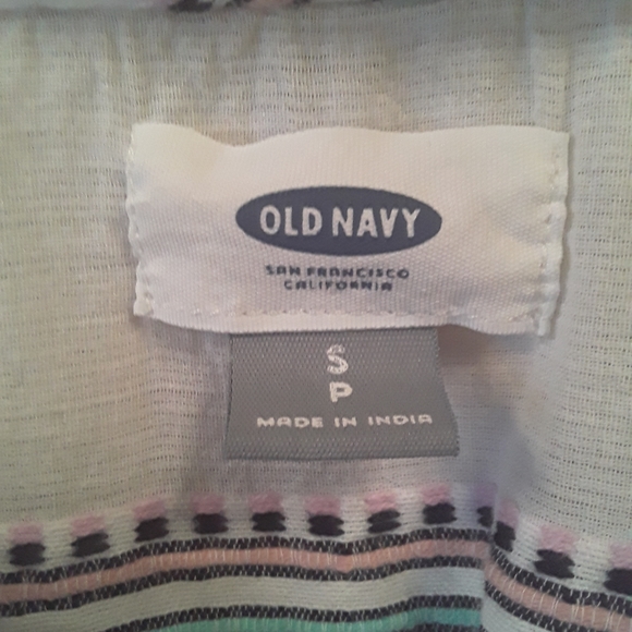 White wide/short sleeved tunic w/ colorful stripes - Picture 4 of 4